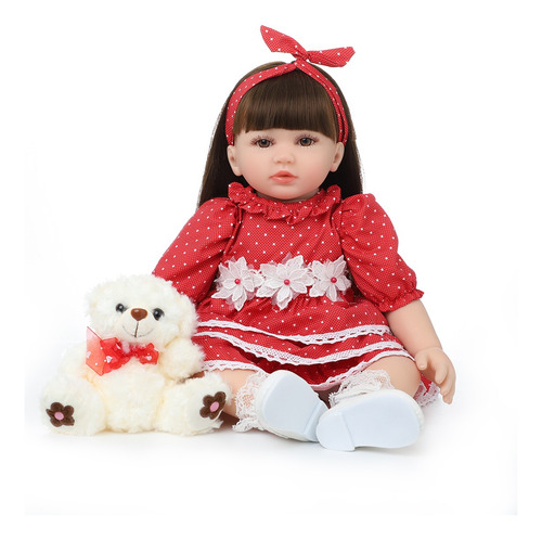 Muñecas Reborn Bebé Con Cabello Largo Silicona Y Algodó 60
