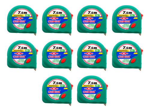 Flexometro Cadena 7.5 Metros 10 Piezas Mga-7525