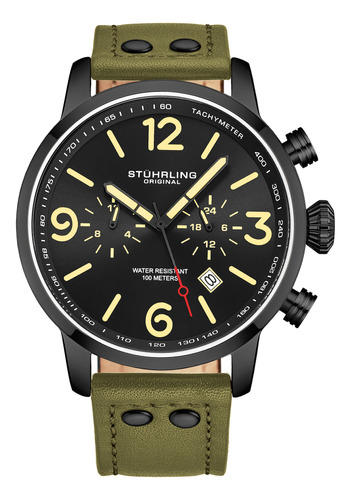 Reloj Stuhrling Original Aviator 3956, Cuarzo, 45 Mm, Hoja V