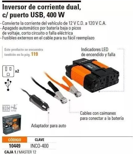 Inversor De Corriente 400w Truper (10449)
