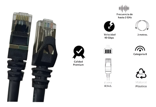 Cable De Red Utp 2 Metros Cat.8 Notebooks, Routers, Smart Tv