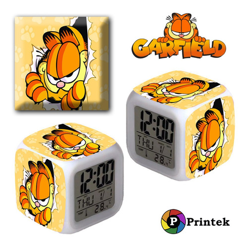 Reloj Despertador Iluminado Garfield - Printek
