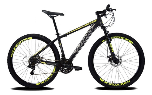 Bicicleta Aro 29 Rino Everest - Kit Shimano 2.0 - 21v Cor Preto/amarelo Tamanho Do Quadro 17