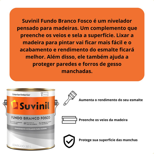 Fundo Preparador De Madeira Branco Fosco Suvinil 3,6l