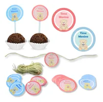 Comprar Kit Chá De Revelação 50 Toppers + 50 Tags + 50 Adesivos