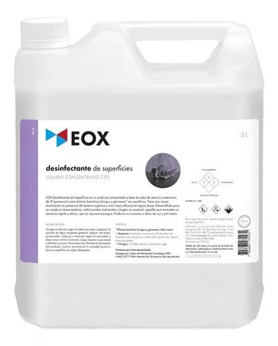 Amonio Cuaternario Concentrado Con Registro Isp Eox 5 Litros