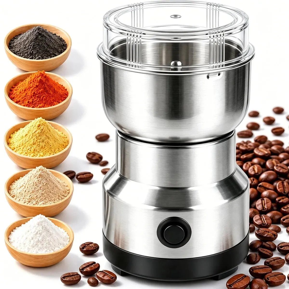 Molino Eléctrico Pulverizador Para Granos Café Y Especias Con Acero Inoxidable Cuatro Cuchillas