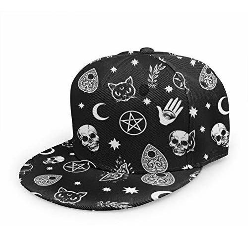 Antkondnm Gorra De Ala Plana Con Diseño Gótico De Calavera D