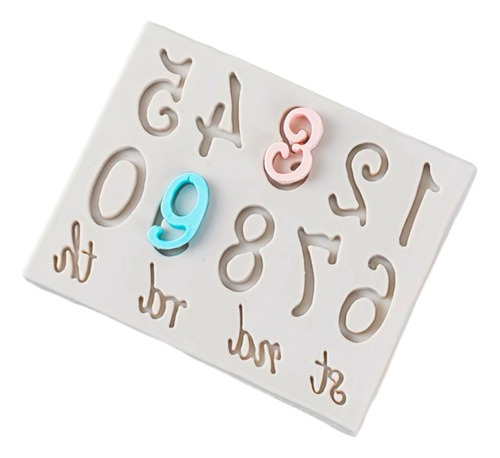 Molde Silicona Numeros Cursiva 3cm Fondant Porcelana