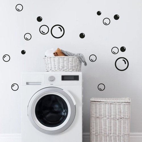 Kit Adesivo Parede Decorativo Bolhas Banheiro Box Lavanderia