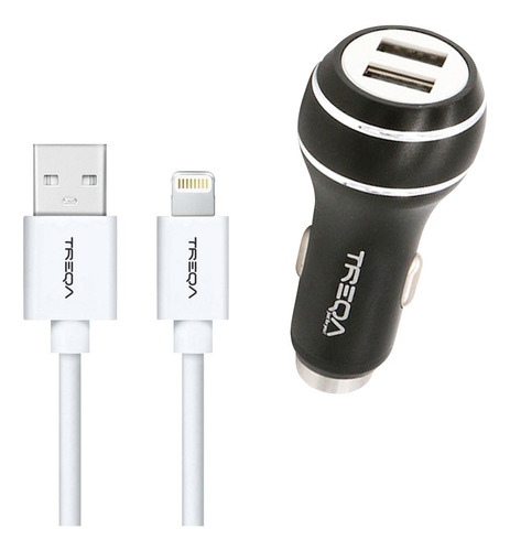 Cargador Para Auto 2 Usb C/ Cable Ios Lightning