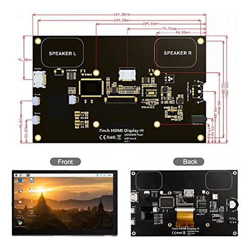 Monitor Raspberry Pi De 7 PuLG Ips Con Pantalla Táctil Usb H