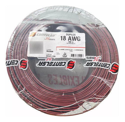 Cable Duplex 2x18 Awg Polarizado Marca Centelsa Rollo 100 Mt