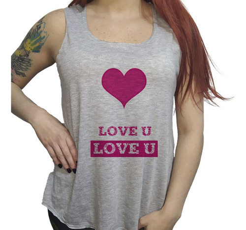 Musculosa Acampanada Frase M3 Love You Te Amo Corazon Amor D