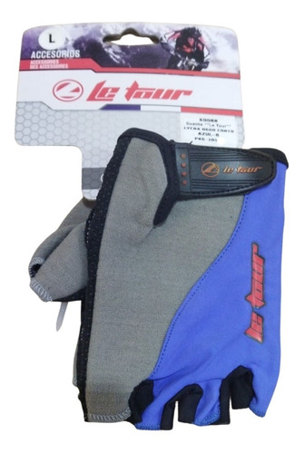 Guantes De Bicicletas Le Tour Lycra  Dedo Corto Azul (l)