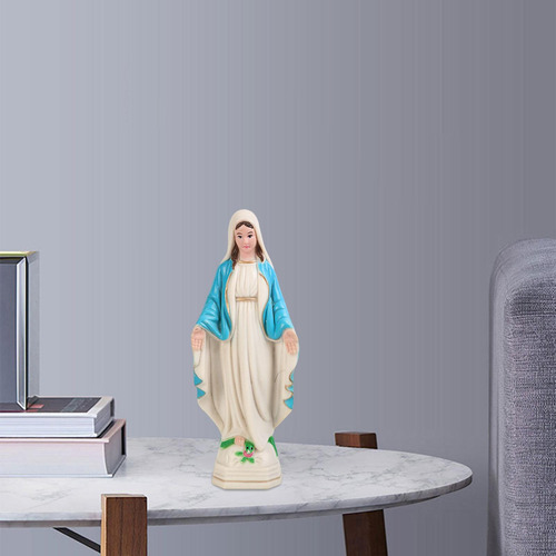 4 Figura De La Santísima Virgen María, 10cm Abrigo Azul