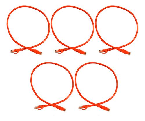 Patchcord Utp Cat6 60cm Naranja P6006o 100%cobre Enson 5pzs