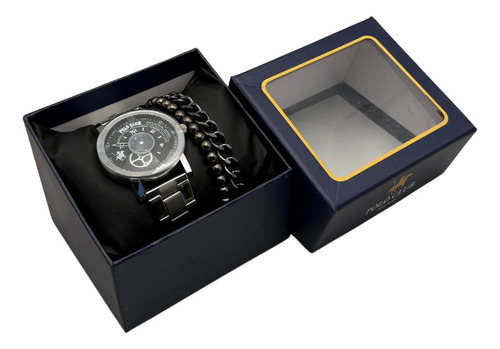 Reloj York Team Polo Club Ypcr-518 Con 2 Accesorios Plateado Blanco/negro Negro