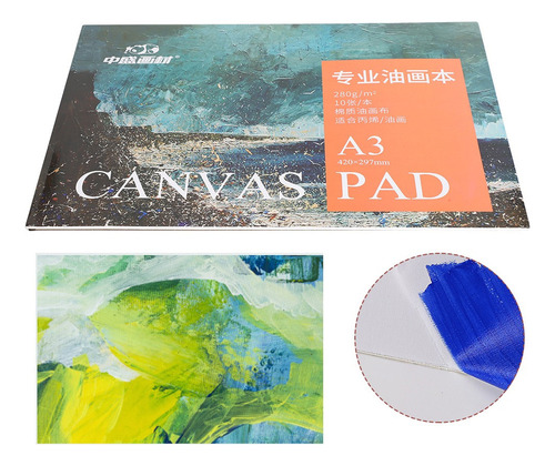 D A3 Canvas Pad Pintura A Óleo Livro De Papel Algodão