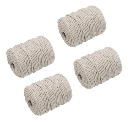 4 Hilos De Algodón Para Tejer Macramé 6mm Beige