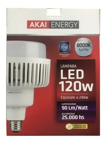 Imagen 2 de 3 de Lampara Led 120w (=240w) Alta Potencia E40 Galponera