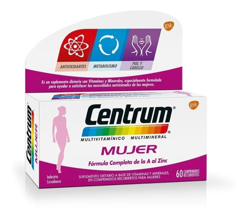 Centrum Mujer Multivitamínico Multimineral Suplemento X 60c