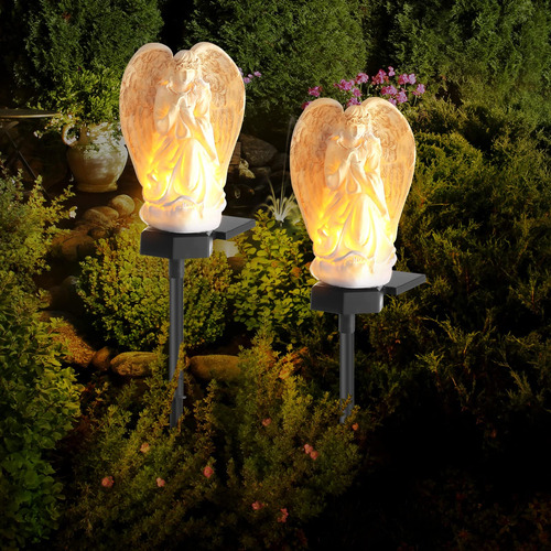 2 Piezas De Luces Solares De Ngel Led Para Jardn, Ngel, Luz