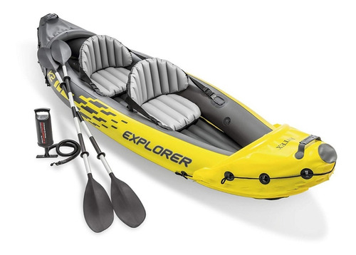 Kayak Inflable Lancha Intex 2 Personas Remos Deportivo