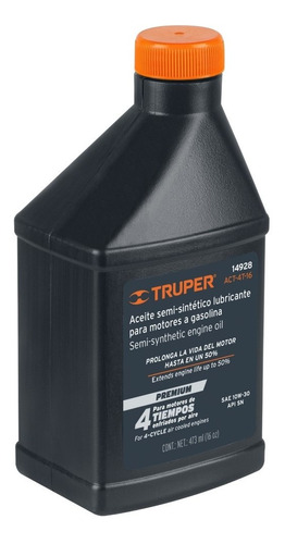 Aceite Semi-sintético Para Motor 4t 10w-30 0.5lts Truper