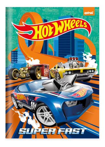 Caderno Escolar Brochura Capa Dura Grande Hot Wheels  80fls Cor Verde