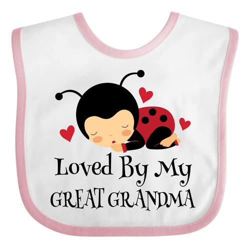 Inktastic Loved By My Great Grandma Babero Blanco Y Rosa 20e