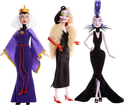 Villanas Disney Muñecas 3pack Set Cruella Yzma Reina Malvada