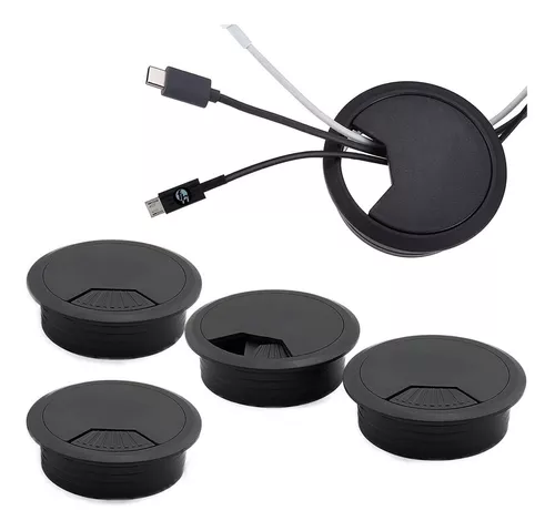 Pasacables de escritorio de 2 pulgadas (50 mm), paquete de 5 cubiertas de  orificio para cables de plástico ABS negro para colocar cables y cables a  través de la mesa de la
