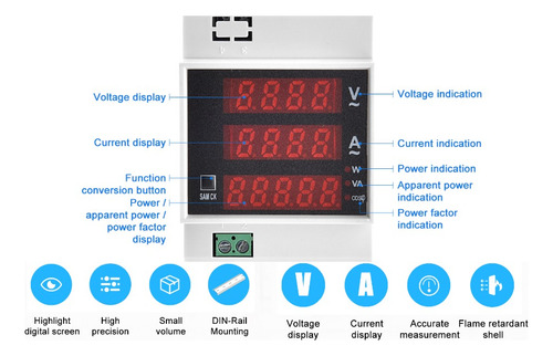 Medidor De Energia Multifunción Ac 80-300 V / 200-450v 100 A