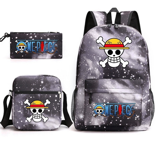 Mochila De 3 Piezas Con Diseño De Calavera Anime Luffy