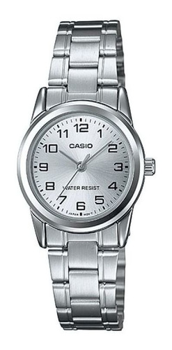 Reloj Casio Dama Ltpv001 Metal Plata Cristal Mineral 