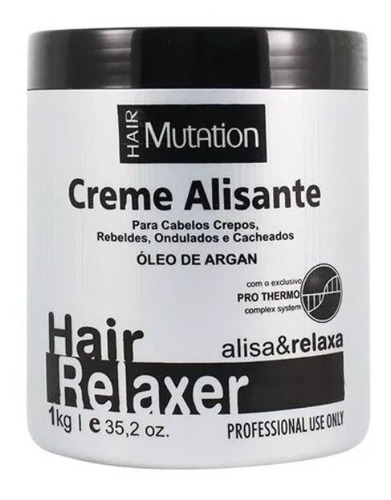 Creme Alisante Relaxante Hair Mutation Com Argan Black 1kg