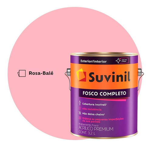 Tinta Anti Mofo Fosco Completo Suvinil 3,2l Rosa Balé