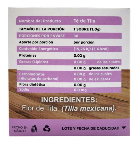 Té De Tila Vidanat Infusiones 36 Sobres 1g C/u Te Vidanat