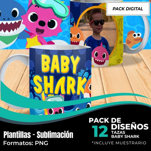 Diseños Plantillas Para Tazas Baby Shark Sublimación M2