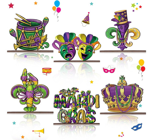 Wenqik 5 Piezas De Decoración De Mesa De Mardi Gras, Centros