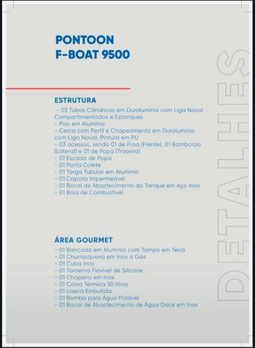 Lancha Pontoon 9500 F-boat, Fluvimar