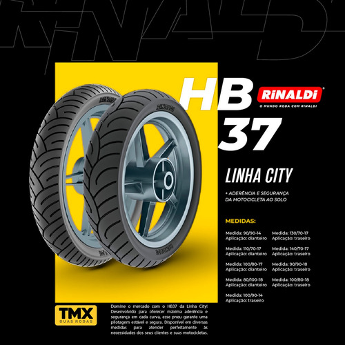 Pneu Original Rinaldi 90/90-18 Hb 37 Tras. Titan Fan Factor
