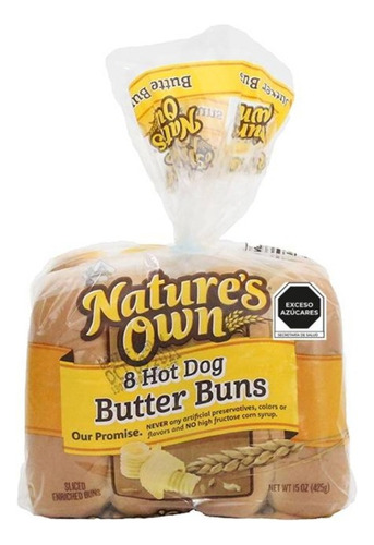 3 Pza Pan Para Hot Dog Natures Own Enriquecido Con Mantequil