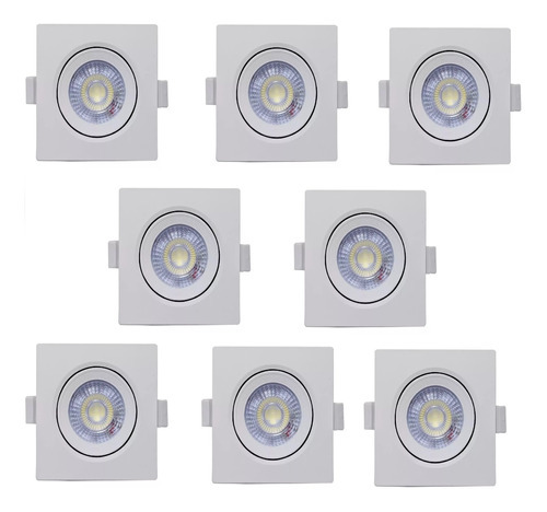 Kit 8 Spot Led Embutir 5w Quadrado 6500k Branco Frio -vany