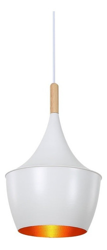 Lampara Colgante Moderna Blanca 20 X 34cm Color Int. Cobre Color Blanco