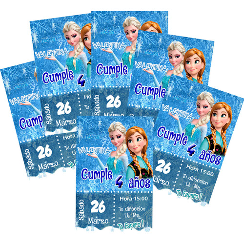 Invitaciones Infantiles Impresas Personalizadas 30 Pz Frozen