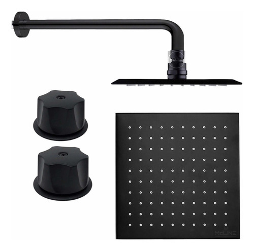 Kit De Regadera Cuadrada De 8 Pulgadas (20cmx20cm) Negra Con