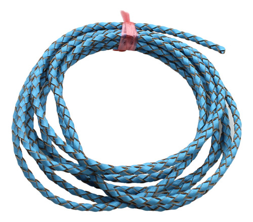 Cordón De Cuero Trenzado Genuino Azul De 3 Mm For Pulseras