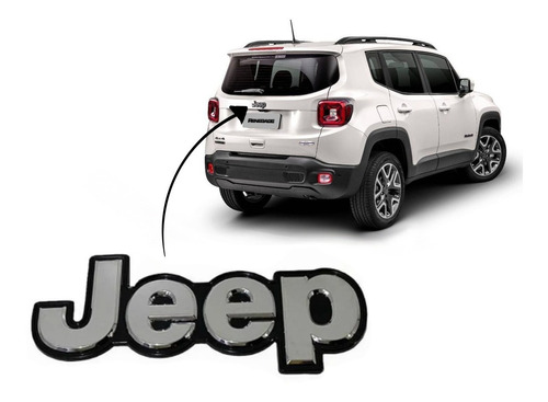 Emblema Cromado Jeep Fundo Preto Traseiro Renegade 2020